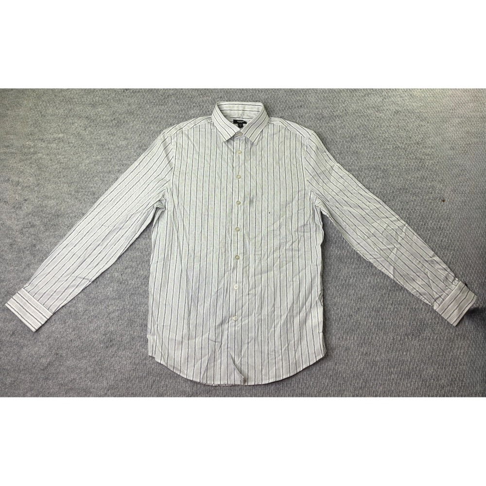 Express Slim 1MX Shirt Men S White Blue Stripe Stretch Long Sleeve NWT